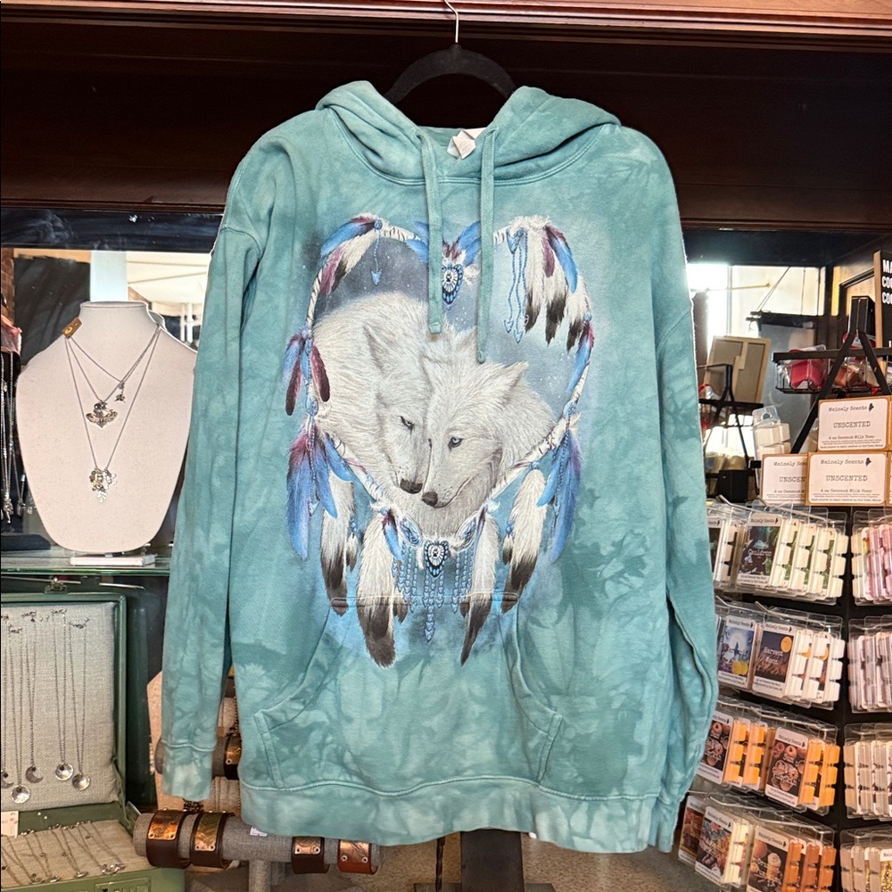 Vintage - The Mountain Teal Tie-Dye Hoodie L